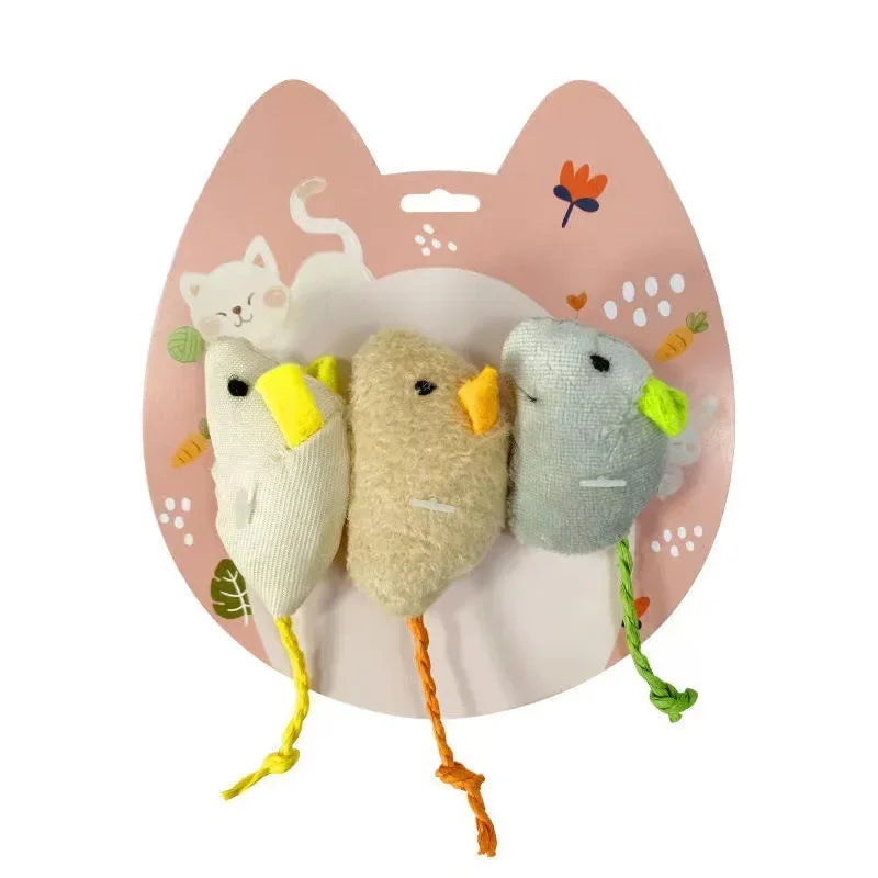 3PCS Plush Simulation Mouse Cat Toy Bite Resistance Plush Mouse Cat Scratch Mouse Toy Palying Toy for Cat Kitten