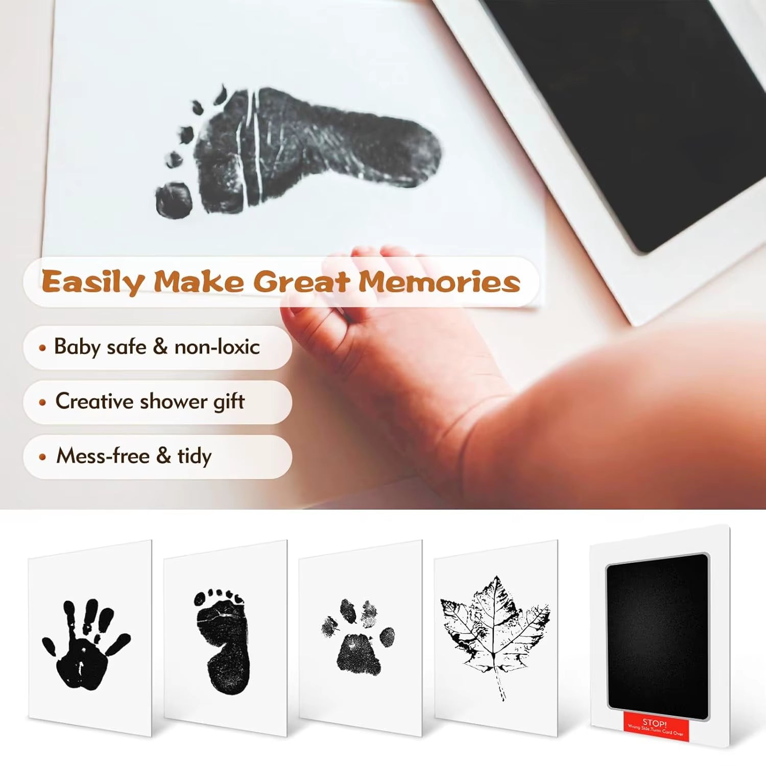 4 Pack Baby Footprint Kit & Dog Paw Print Kit,Inkless Hand and Footprint Kit for Newborns,Safe Non-Toxic Clean-Touch Ink Pad