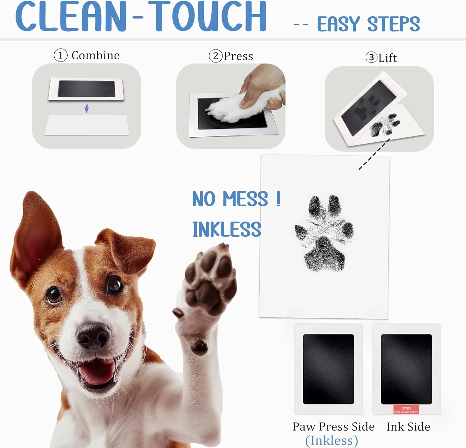 4 Pack Baby Footprint Kit & Dog Paw Print Kit,Inkless Hand and Footprint Kit for Newborns,Safe Non-Toxic Clean-Touch Ink Pad