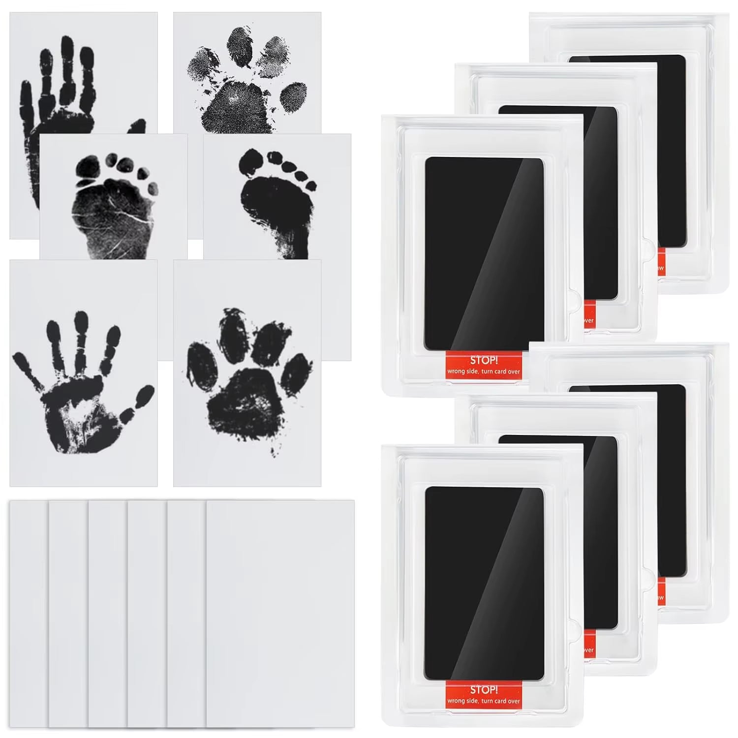 4 Pack Baby Footprint Kit & Dog Paw Print Kit,Inkless Hand and Footprint Kit for Newborns,Safe Non-Toxic Clean-Touch Ink Pad