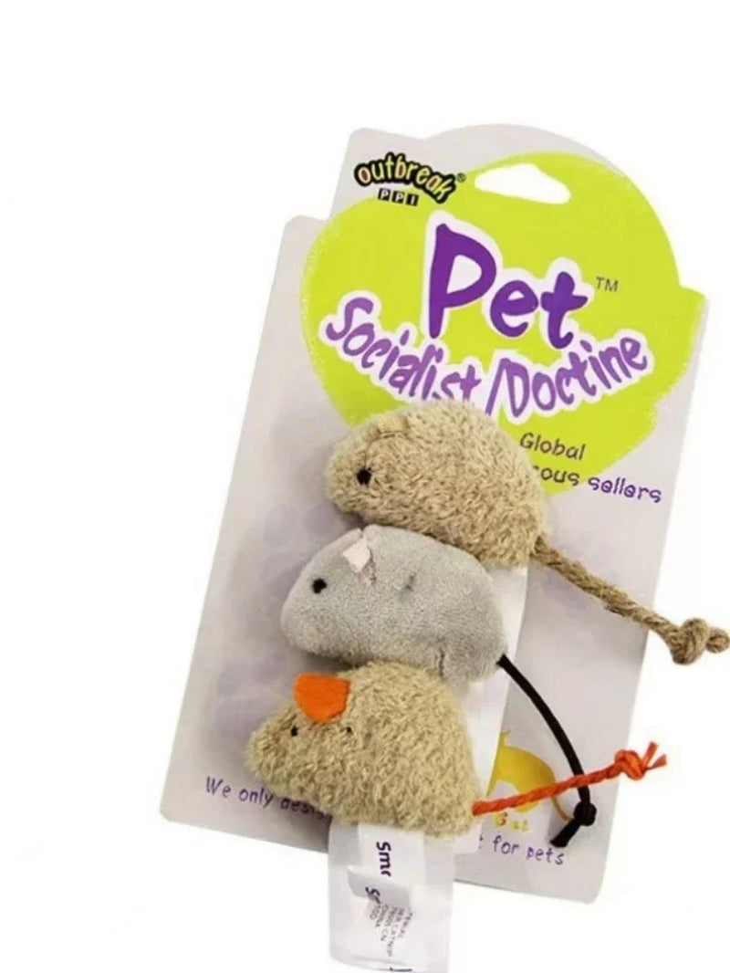 3PCS Plush Simulation Mouse Cat Toy Bite Resistance Plush Mouse Cat Scratch Mouse Toy Palying Toy for Cat Kitten