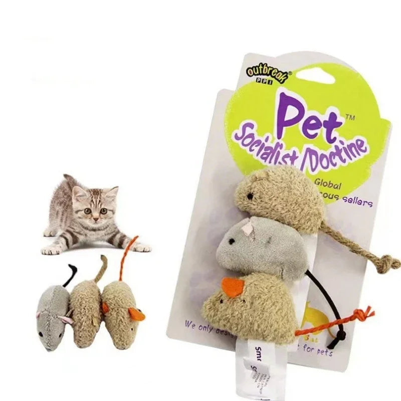 3PCS Plush Simulation Mouse Cat Toy Bite Resistance Plush Mouse Cat Scratch Mouse Toy Palying Toy for Cat Kitten